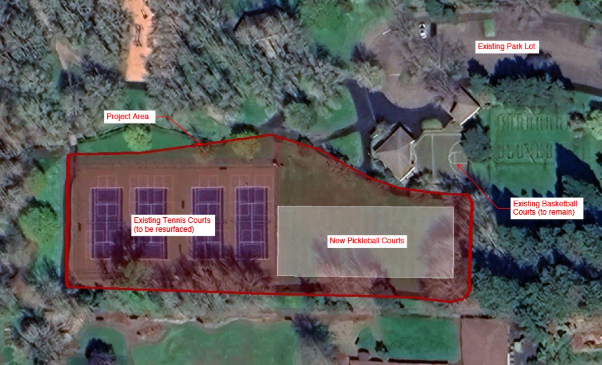 Jaquith Park pickleball courts map